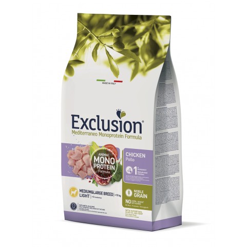 Exclusion Light Chicken Medium&Large Breed корм для дорослих собак середніх та великих порід з надмірною вагою та зниженою активністю чи стерилізованих з куркою 12 кг