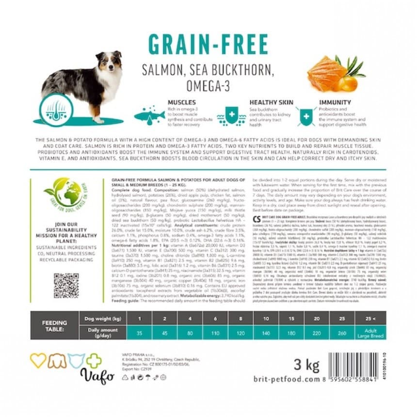 Корм сухий Brit Care Dog Grain-free Adult для дорослих собак малих і середніх порід беззерновий з лососем 12 кг, фото 6