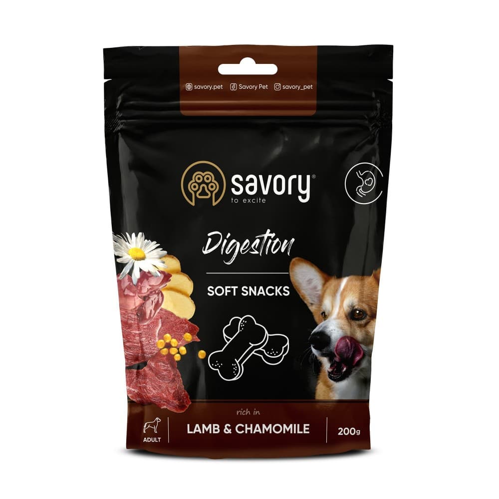 М'які ласощі Savory для покращення травлення собак, ягня та ромашка для собак 200 г, фото 4