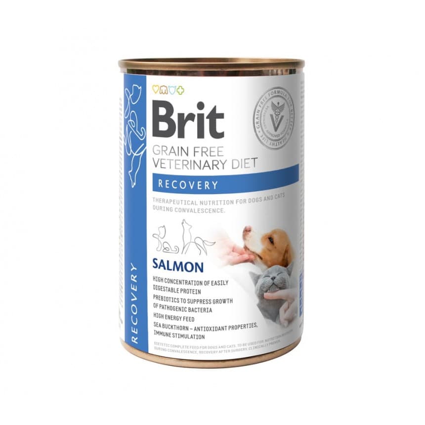 Корм Brit VetDiets конс. для собак та котів під час одужання відновлення після операції Дог енд Кет Рекавері 400г