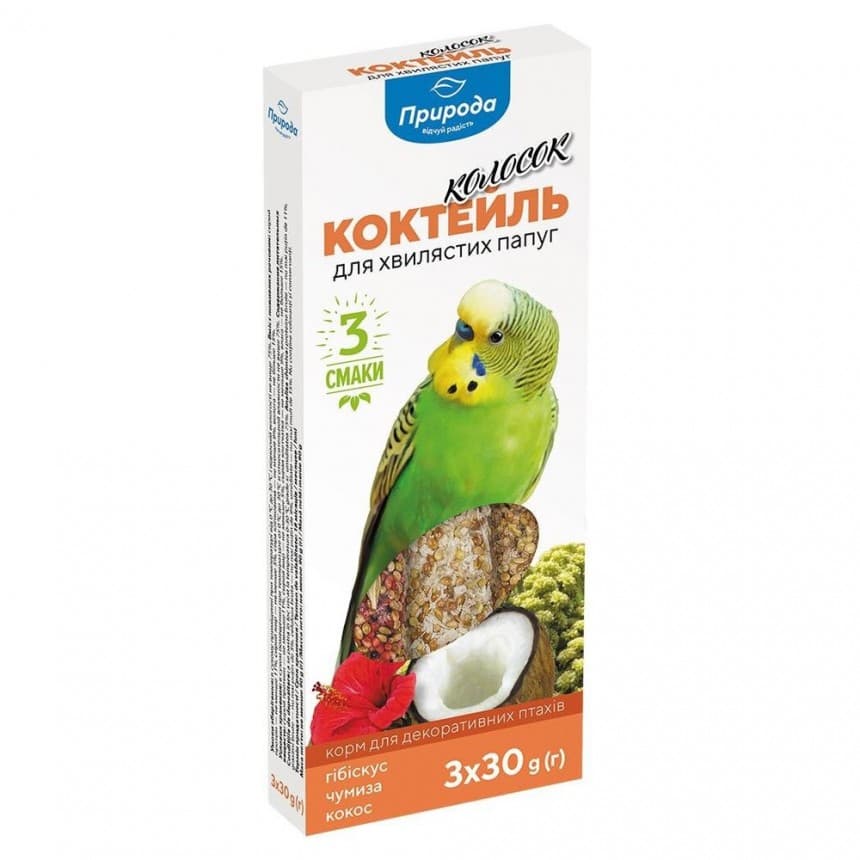 Колосок Природа Коктейль для волн.попугаев (гибискус, чумиза, кокос) 90 г