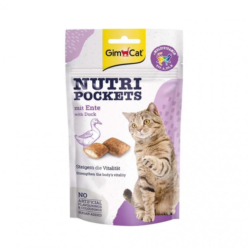 Вітамінні ласощі для котів GimCat Nutri Pockets Качка та Мультивітамін 60 г