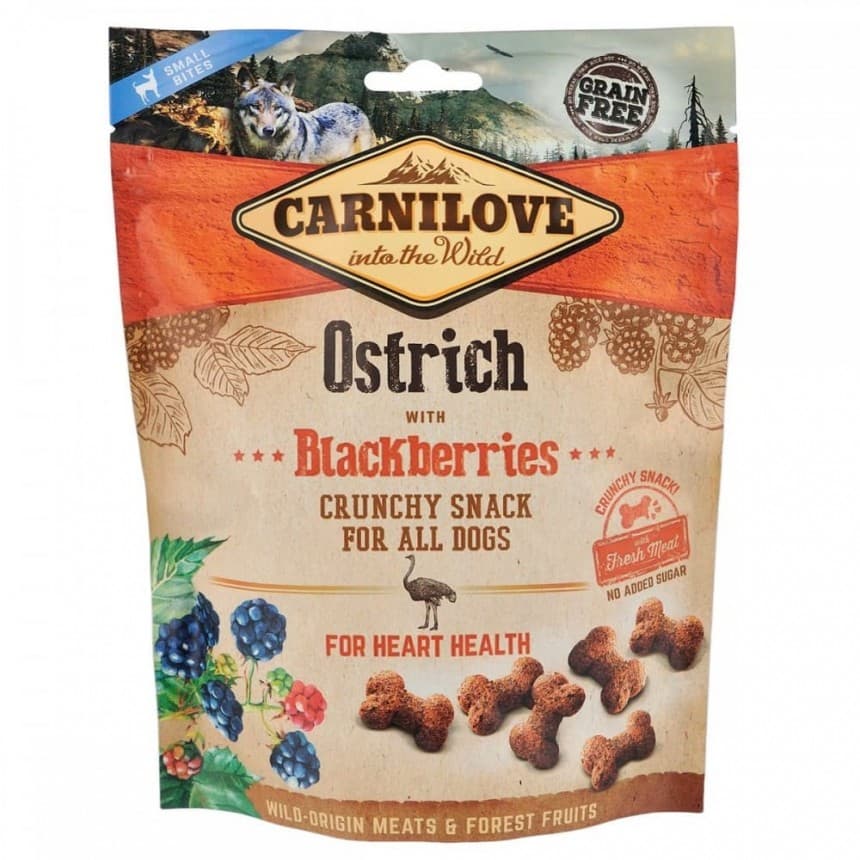 Ласощі для собак Carnilove Dog Crunchy Snack м'ясо страуса, ожина, 200 г