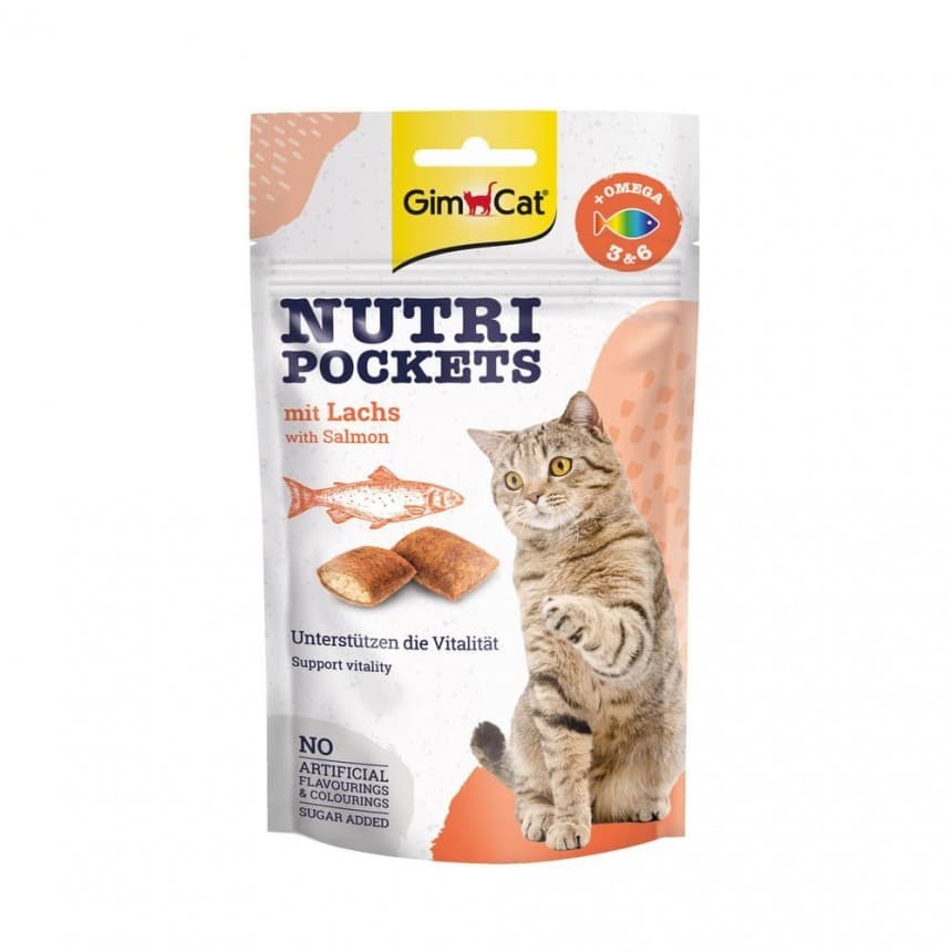 Вітамінні ласощі для котів GimCat Nutri Pockets Лосось та Омега 3 і Омега 6 60 г