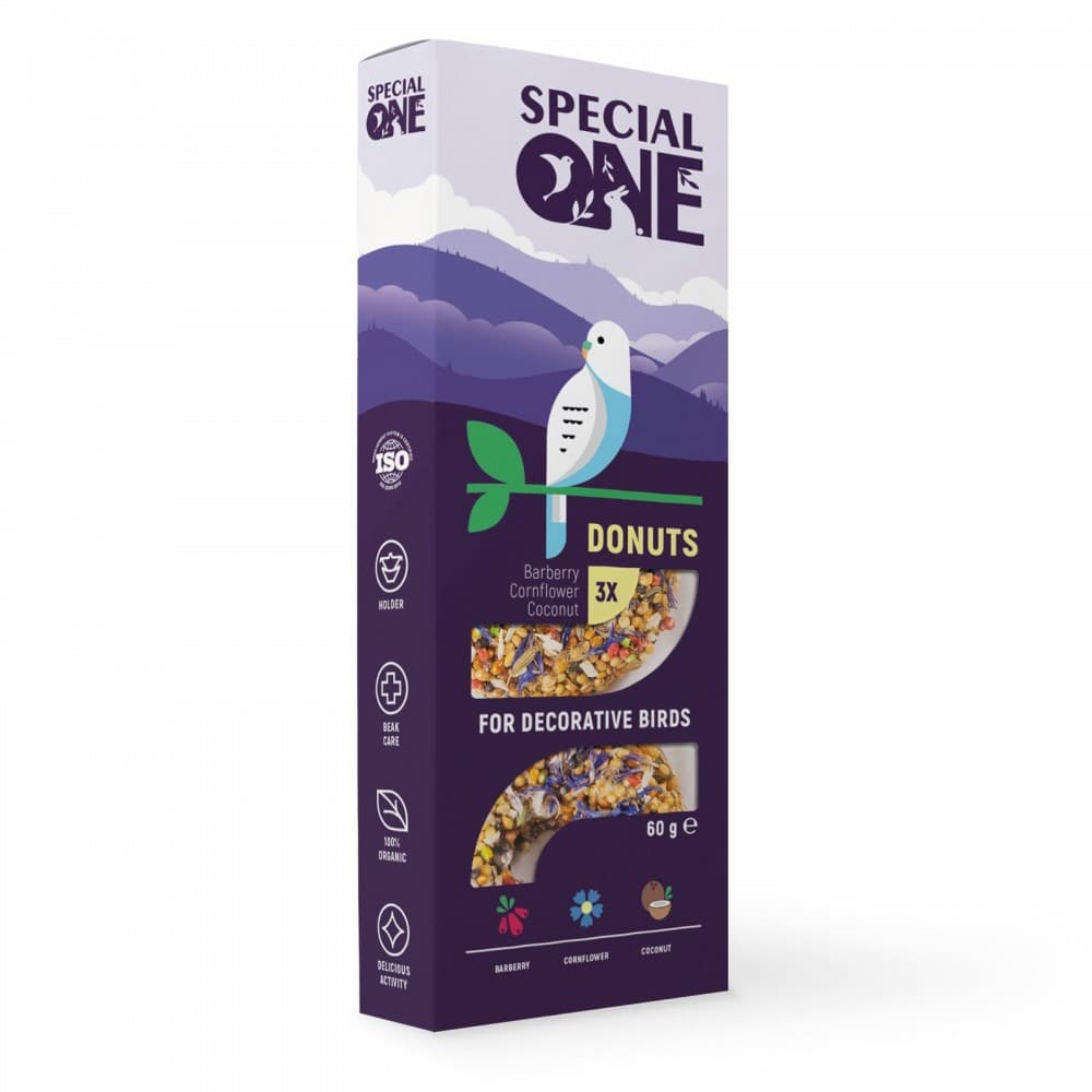 Пончики Special One «Барбарис, василек, кокос» для декоративных птиц, 60 г (3 шт)