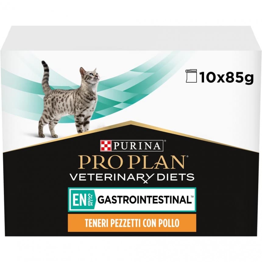 Вологий дієтичний корм PRO PLAN VETERINARY DIETS EN Gastrointestinal для кошенят та дорослих котів для зменшення розладів кишкової абсорбції та годівлі у період відновлення, одужання з куркою 10х85 г