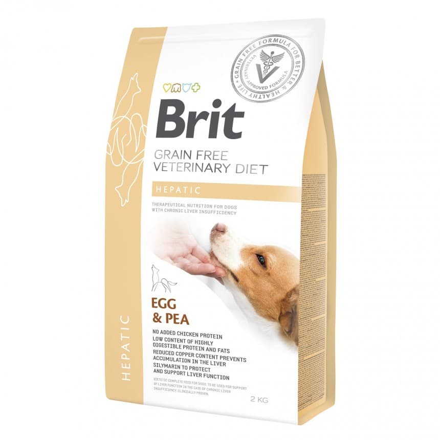Brit GF VetDiets Dog Hepatic 2 кг при хворобі печінки з яйцем, горохом, бататом і гречкою