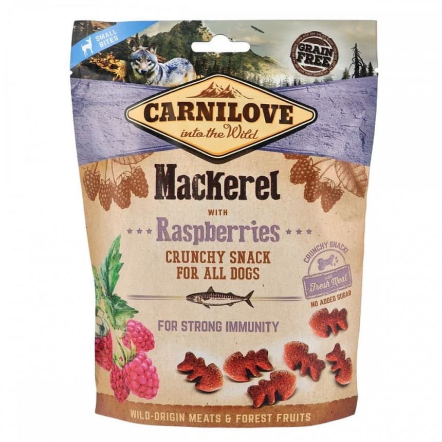 Ласощі для собак Carnilove Dog Crunchy Snack скумбрія, малина, 200 г