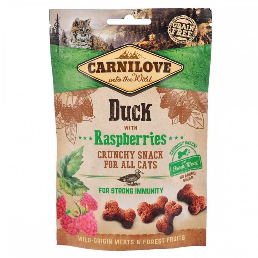 Ласощі для котів Carnilove Cat Crunchy Snack качка, малина, 50 г