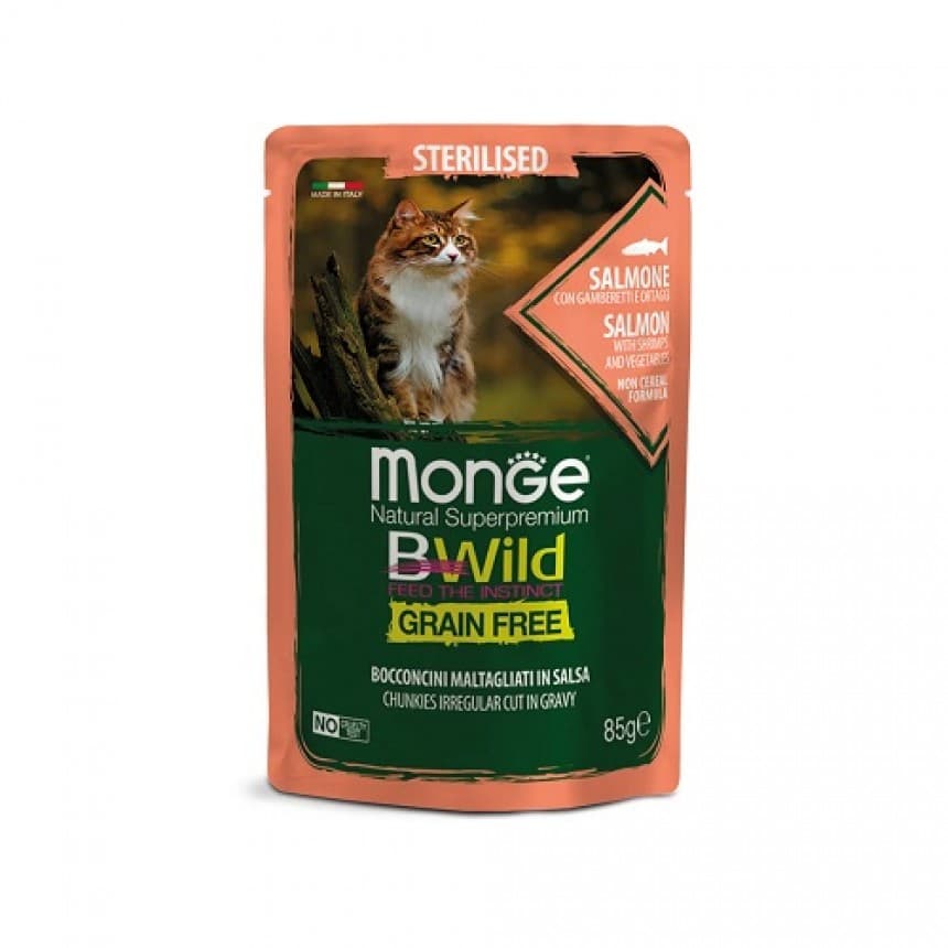 Monge Cat Bwild Grain Free Wet Sterilised лосось з креветками та овочами