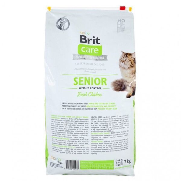 Сухой корм для пожилых кошек с избыточным весом Brit Care Cat GF Senior Weight Control, 7 кг 171313 фото