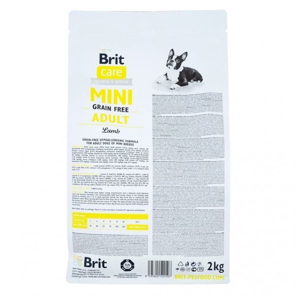 Сухой корм для взрослых собак миниатюрных пород Brit Care GF Mini Adult Lamb, 2 кг 170770 фото