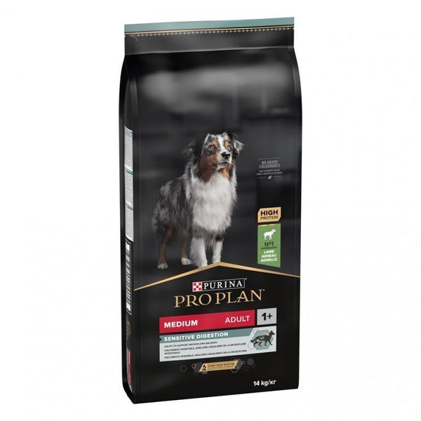 Сухой корм PRO PLAN Medium Adult 1+ Sensitive Digestion для взрослых собак средних пород с чувствительным пищеварением с ягненком 14 кг 12366972 фото