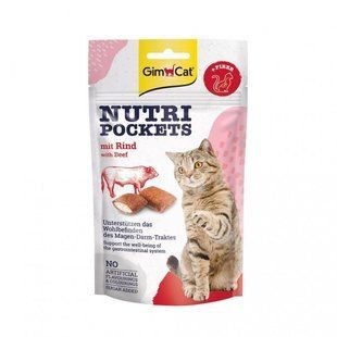 Витаминные лакомства для кошек GimCat Nutri Pockets Говядина+Солод (Мальт) 60 г G-419305/400747 фото