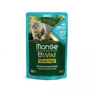 Monge Cat Bwild Grain Free Wet треска с креветками и овощами 70012768 фото